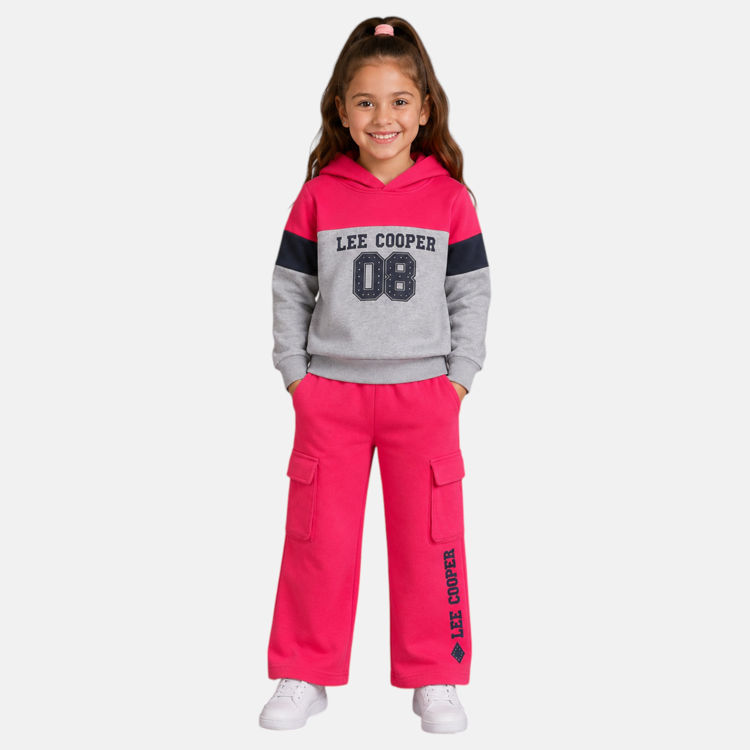 Picture of LC12456 GIRLS TWO PIECE LEE COOPER FLEECY HOODIE TRACKSUIT